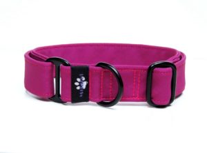 Růžový obojek s černými kroužky